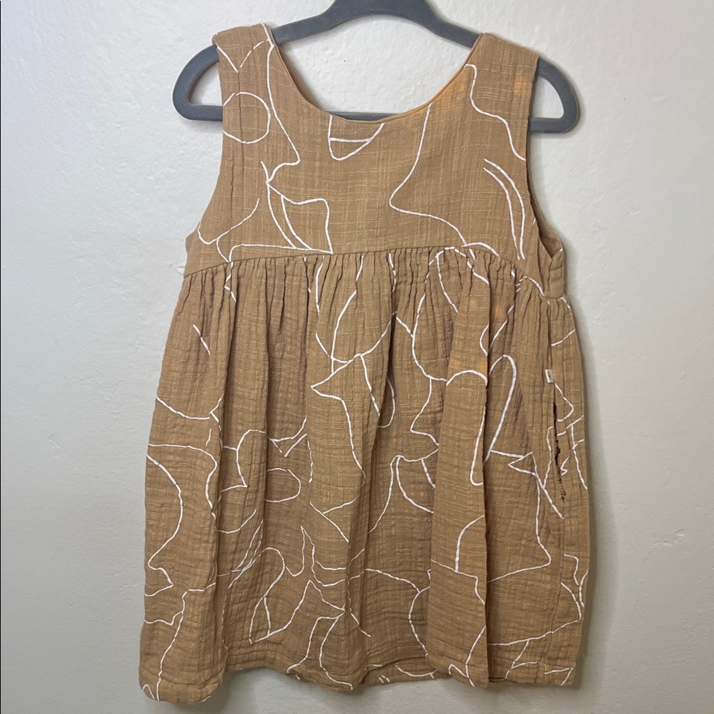Brown Sleeveless Spanish Brand Dress with White Pattern